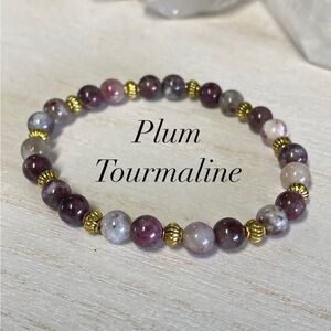 2/$35 - Plum Tourmaline Gemstone Stretch Bracelet - 6mm